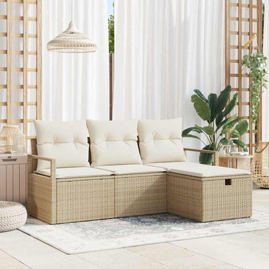 Bankstel 4 st 4-Aantal zitplaatsen Beige en Crème poly rattan