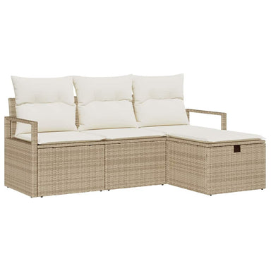 Bankstel 4 st 4-Aantal zitplaatsen Beige en Crème poly rattan