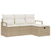 Bankstel 4 st 4-Aantal zitplaatsen Beige en Crème poly rattan