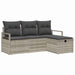 Bankstel met kussen met opslag 4 pcs Lichtgrijs poly rattan