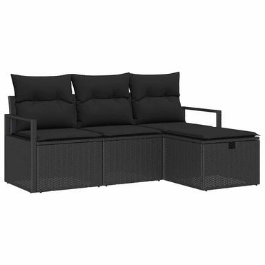 Bankstel 4 st 4-Aantal zitplaatsen Zwart poly rattan