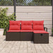 Bankstel 4 st 4-Aantal zitplaatsen Bruin en Rood poly rattan