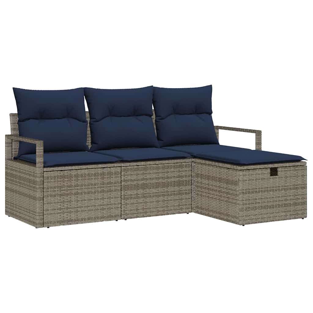 Bankstel 4 st 4-Aantal zitplaatsen Grijs en Marineblauw
