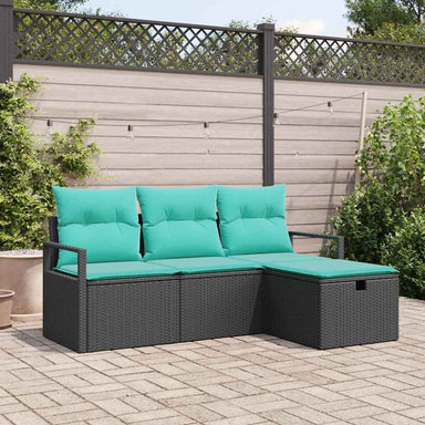 Bankstel 4 st 4-Aantal zitplaatsen Zwart en Turquoise