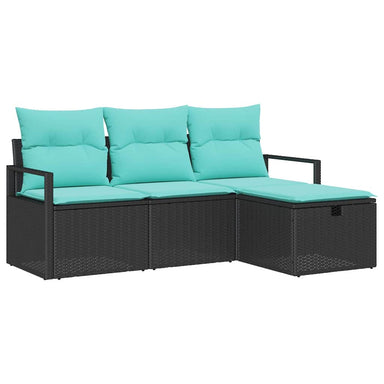 Bankstel 4 st 4-Aantal zitplaatsen Zwart en Turquoise