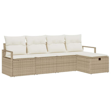 Bankstel 5 st 5-Aantal zitplaatsen Beige en Crème poly rattan