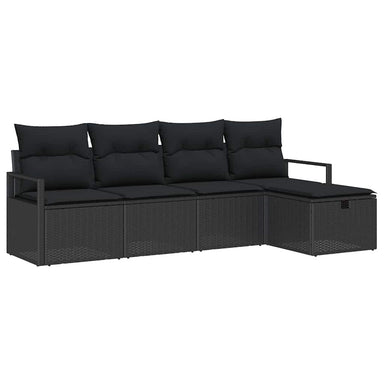 Bankstel 5 st 5-Aantal zitplaatsen Zwart poly rattan