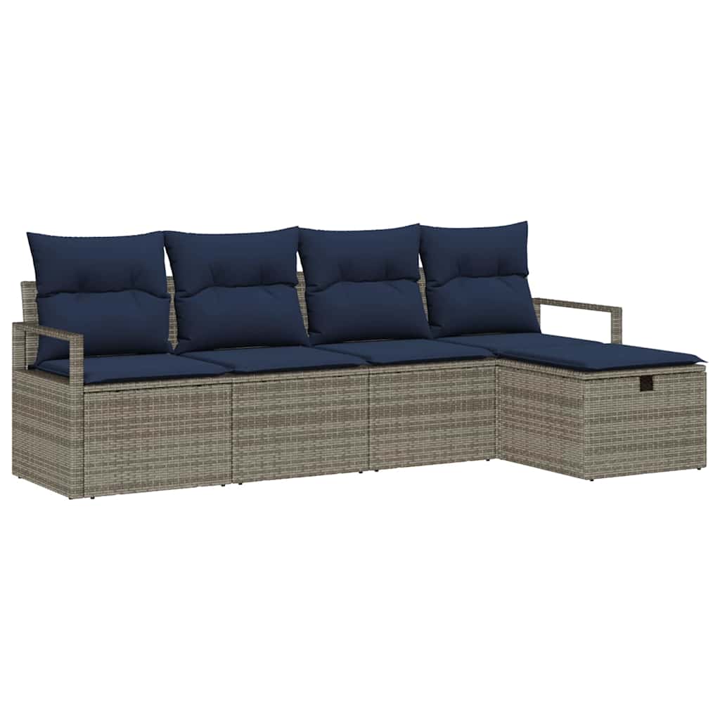 Bankstel 5 st 5-Aantal zitplaatsen Grijs en Marineblauw