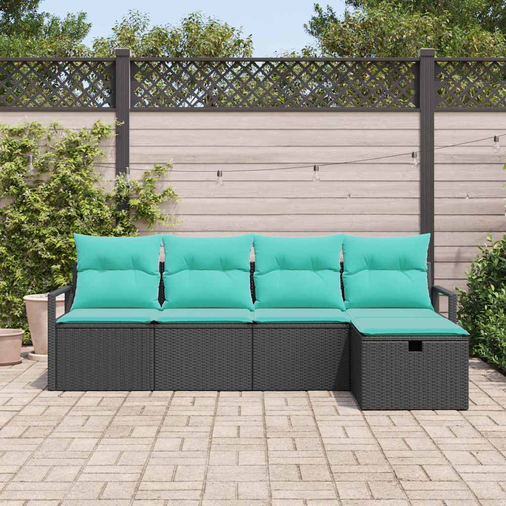 Bankstel 5 st 5-Aantal zitplaatsen Zwart en Turquoise