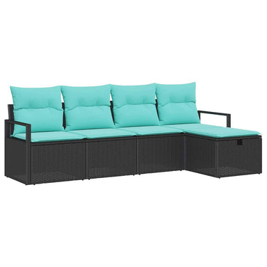 Bankstel 5 st 5-Aantal zitplaatsen Zwart en Turquoise