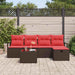 Bankstel 6 st 5-Aantal zitplaatsen Bruin en Rood poly rattan