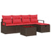 Bankstel 6 st 5-Aantal zitplaatsen Bruin en Rood poly rattan