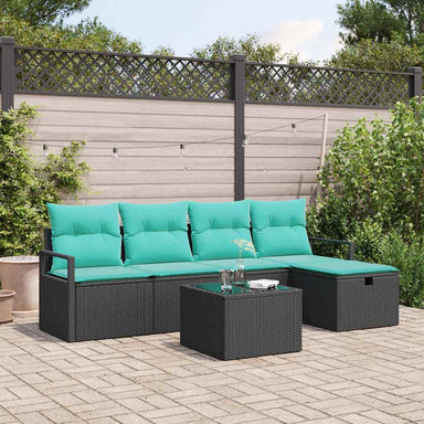 Bankstel 6 st 5-Aantal zitplaatsen Zwart en Turquoise