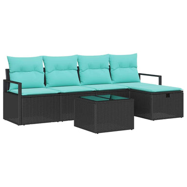 Bankstel 6 st 5-Aantal zitplaatsen Zwart en Turquoise