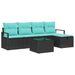 Bankstel 6 st 5-Aantal zitplaatsen Zwart en Turquoise