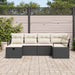Bankstel 6 st Zwart en Crème poly rattan