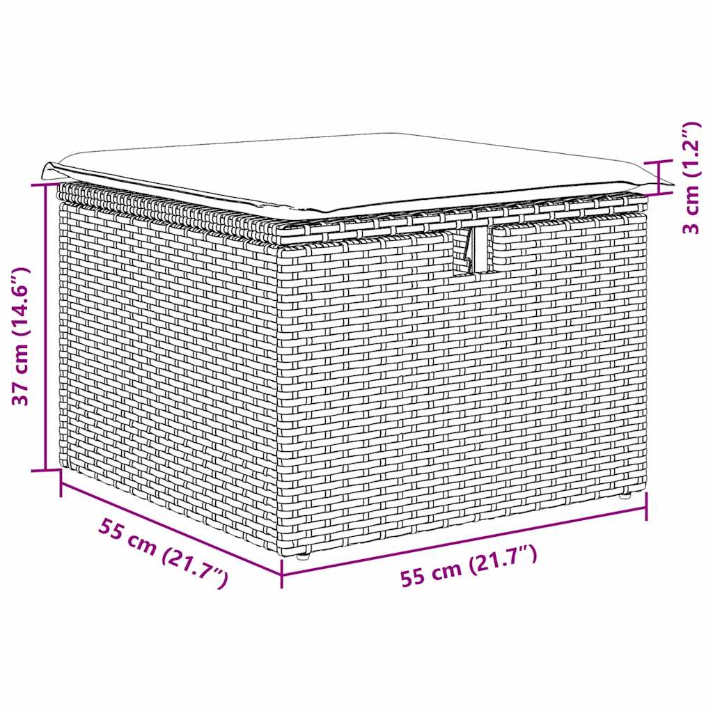 Bankstel 6 st Zwart en Crème poly rattan