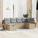 Bankstel met kussen 6 pcs Beige en Licht Grijs poly rattan