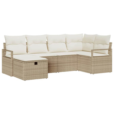 Bankstel 6 st 6-Aantal zitplaatsen Beige en Crème poly rattan