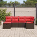 Bankstel met kussen met opslag Bruin en Rood poly rattan