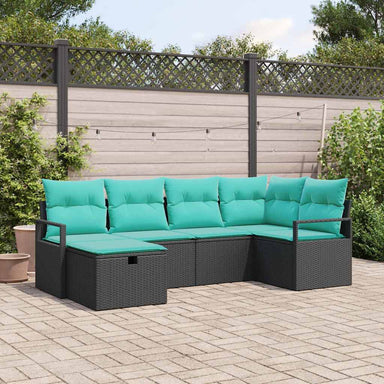 Bankstel 6 st 6-Aantal zitplaatsen Zwart en Turquoise