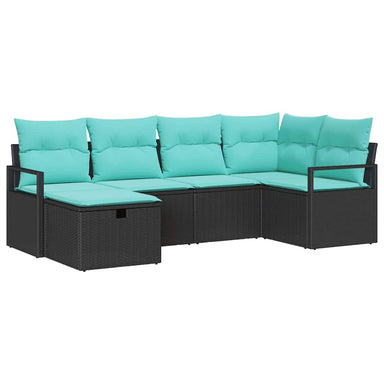 Bankstel 6 st 6-Aantal zitplaatsen Zwart en Turquoise
