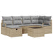 Bankstel met kussen 7 pcs Beige en Licht Grijs poly rattan