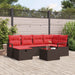 Bankstel 7 st 6-Aantal zitplaatsen Bruin en Rood poly rattan