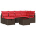 Bankstel 7 st 6-Aantal zitplaatsen Bruin en Rood poly rattan