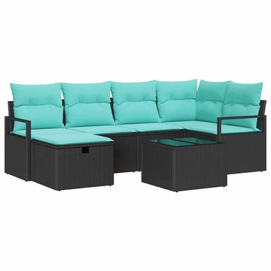 Bankstel 7 st 6-Aantal zitplaatsen Zwart en Turquoise