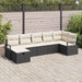 Bankstel 7 st Zwart en Crème poly rattan