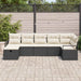 Bankstel 7 st Zwart en Crème poly rattan