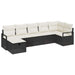 Bankstel 7 st Zwart en Crème poly rattan