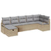 Bankstel met kussen 7 pcs Beige en Licht Grijs poly rattan