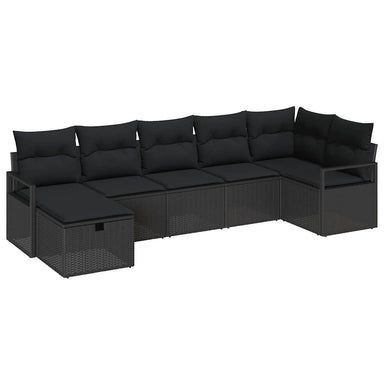 Bankstel 7 st Zwart poly rattan