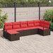 Bankstel 7 st 7-Aantal zitplaatsen Bruin en Rood poly rattan