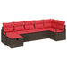 Bankstel 7 st 7-Aantal zitplaatsen Bruin en Rood poly rattan