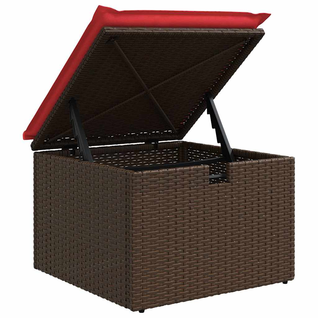 Bankstel 7 st 7-Aantal zitplaatsen Bruin en Rood poly rattan