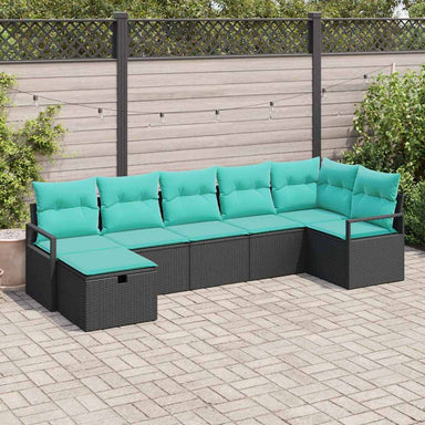 Bankstel 7 st 7-Aantal zitplaatsen Zwart en Turquoise