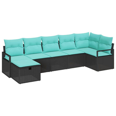 Bankstel 7 st 7-Aantal zitplaatsen Zwart en Turquoise