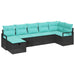 Bankstel 7 st 7-Aantal zitplaatsen Zwart en Turquoise