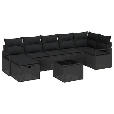 Bankstel 8 st 7-Aantal zitplaatsen Zwart poly rattan