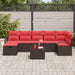 Bankstel met kussen met opslag Bruin en Rood poly rattan