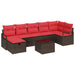 Bankstel met kussen met opslag Bruin en Rood poly rattan