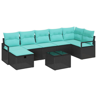 Bankstel 8 st 7-Aantal zitplaatsen Zwart en Turquoise