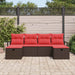 Bankstel 6 st 6-Aantal zitplaatsen Bruin en Rood poly rattan