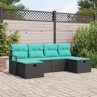 Bankstel 6 st 6-Aantal zitplaatsen Zwart en Turquoise