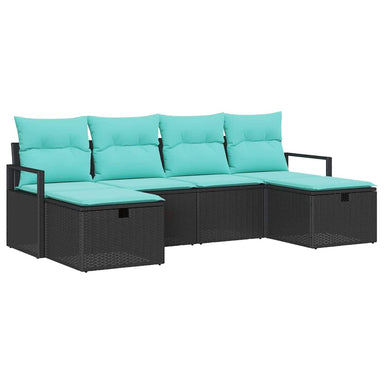 Bankstel 6 st 6-Aantal zitplaatsen Zwart en Turquoise