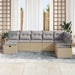 Bankstel met kussen 8 pcs Beige en Licht Grijs poly rattan