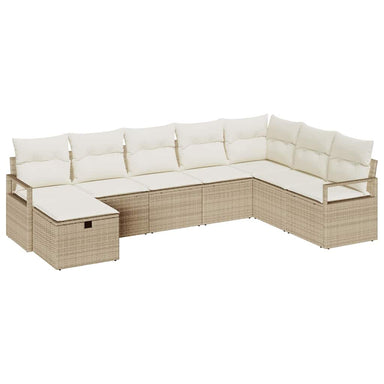 Bankstel met kussen met opslag Beige en Crème poly rattan